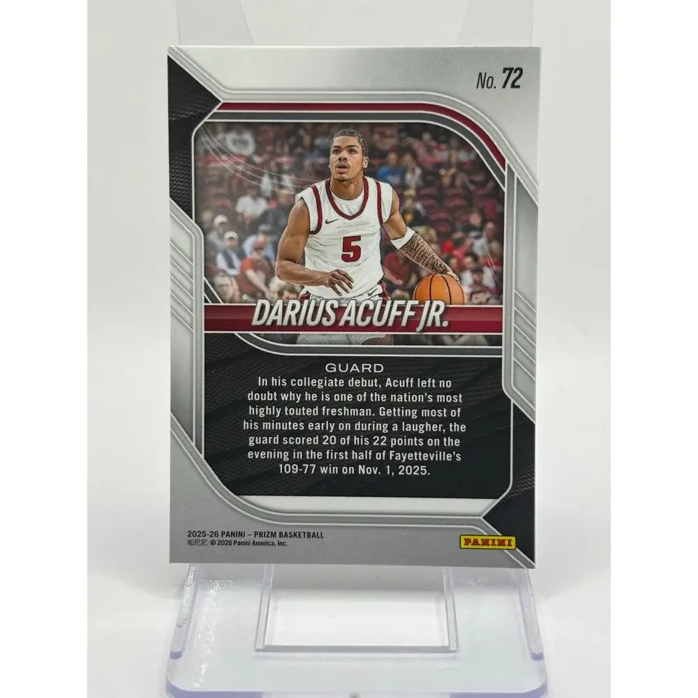 2025-26 Panini Prizm Darius Acuff Jr. Base #72 Sacramento Kings Draft Pick